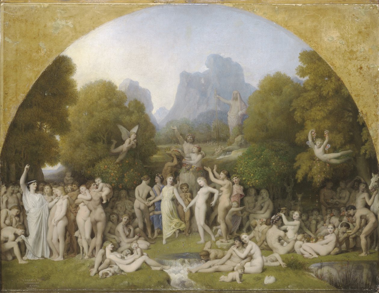 The Golden Age, 1862 (olje på papir på panel) av Jean Auguste Dominique Ingres