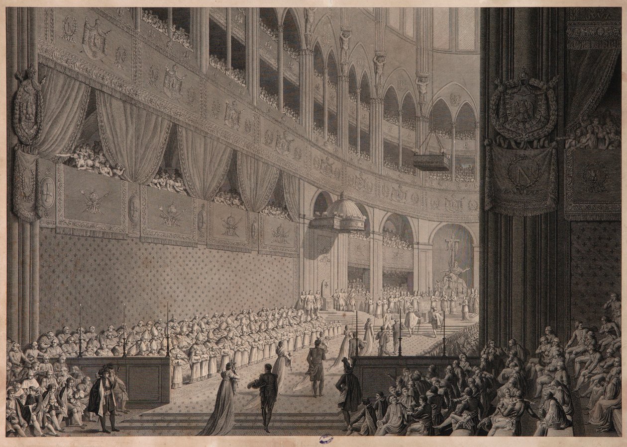 Kroningen av Napoleon I, ca. 1805 av Jean Baptiste and Fontaine, Pierre Francois Leonard Isabey