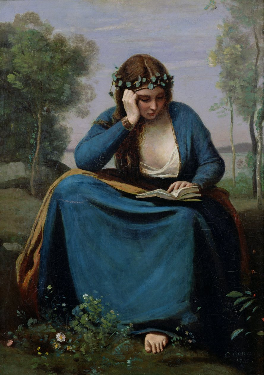 Leseren kronet med blomster, eller Virgils muse, 1845 av Jean Baptiste Camille Corot