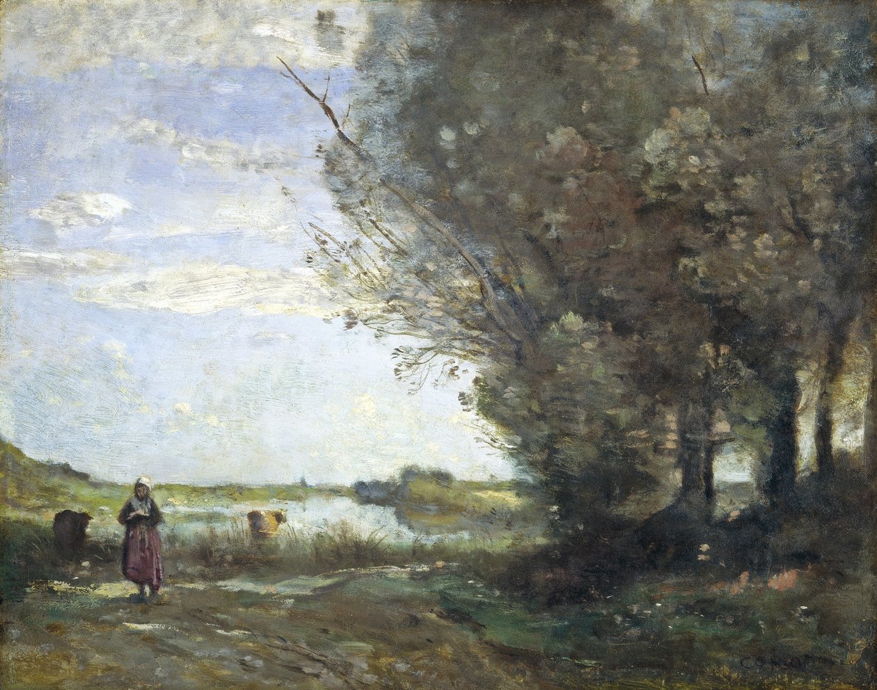 Elveutsikt av Jean Baptiste Camille Corot