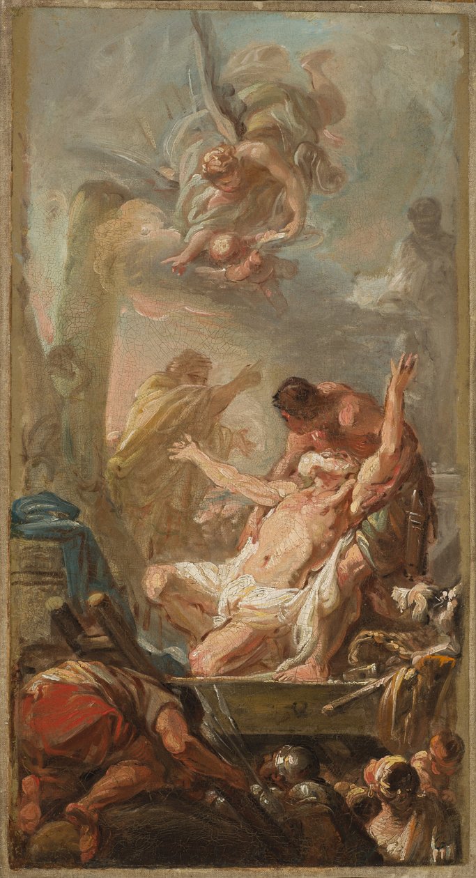 Scene fra St. Andrews martyrium, 1758 av Jean Baptiste Deshays de Colleville