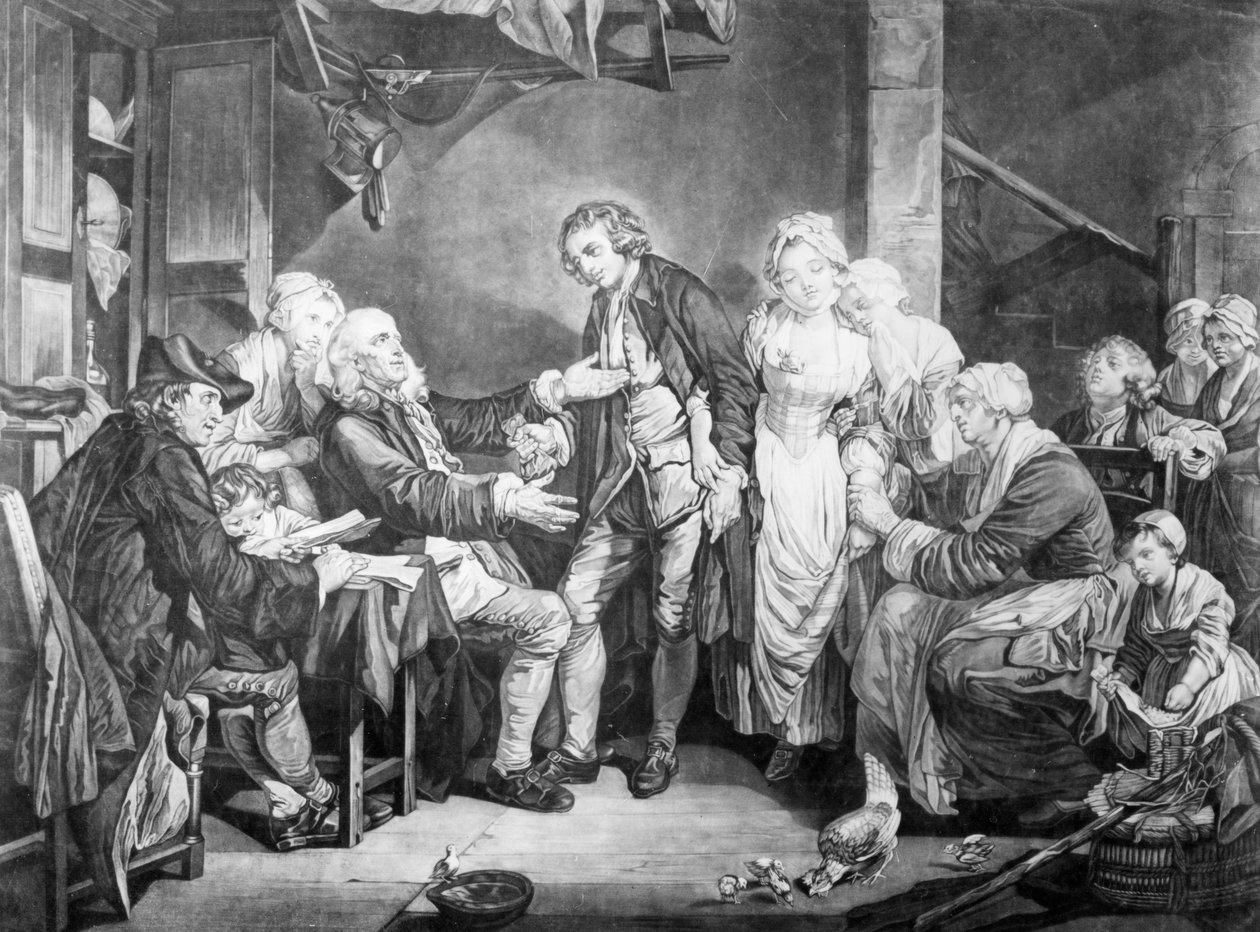 Bryllupsvelsignelse, gravert av Samuel De Wilde, 1777 av Jean Baptiste Greuze