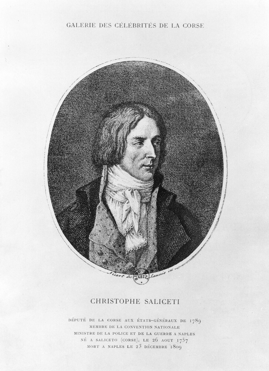 Antoine Christophe Saliceti (1757-1809) gravert av Carlo Lasinio (1759-1838) av Jean Baptiste Joseph Wicar