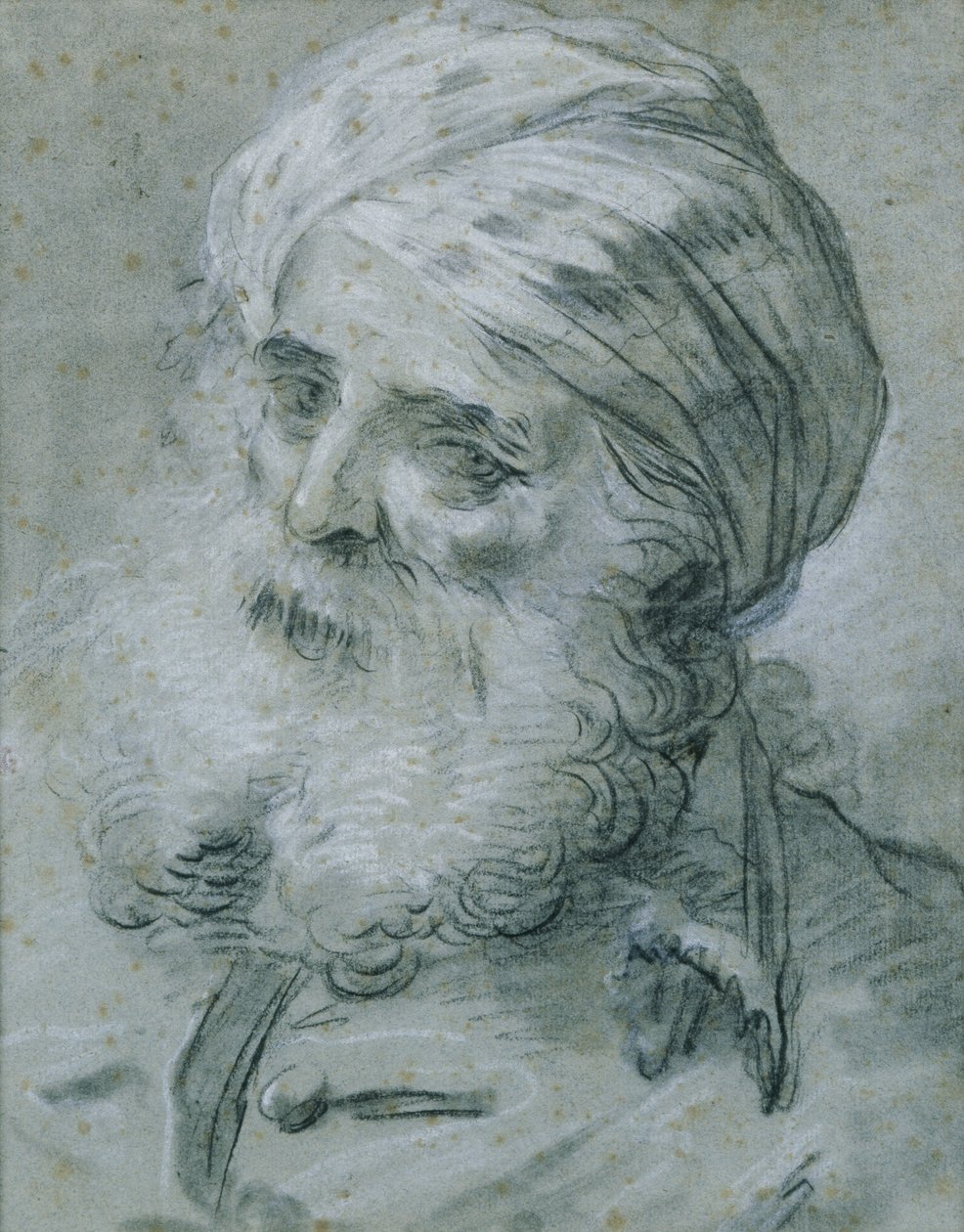 Portrett av en gammel mann (kritt på papir) av Jean Baptiste Le Prince