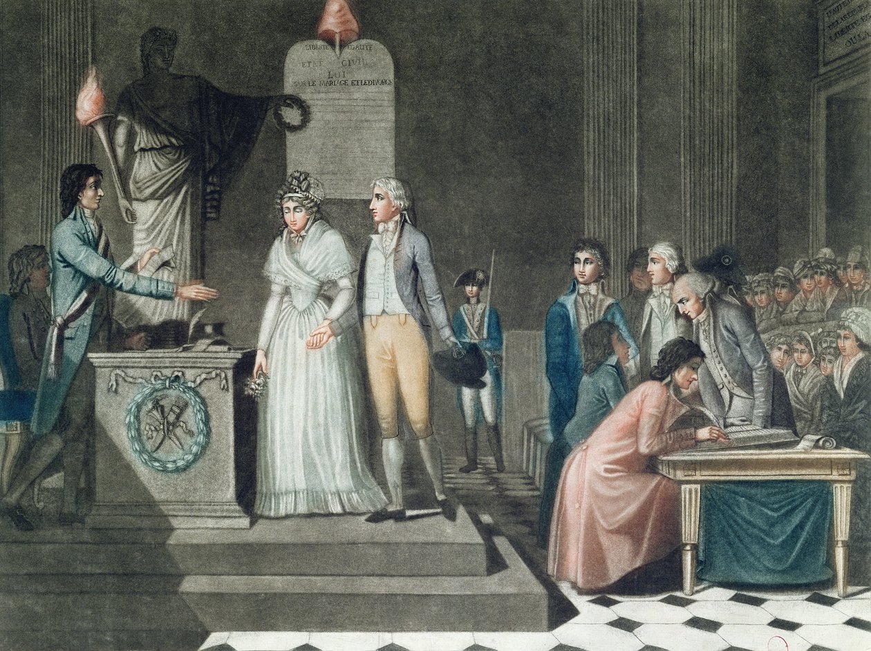 Det republikanske ekteskapet, gravert av Le Grand av Jean Baptiste Mallet