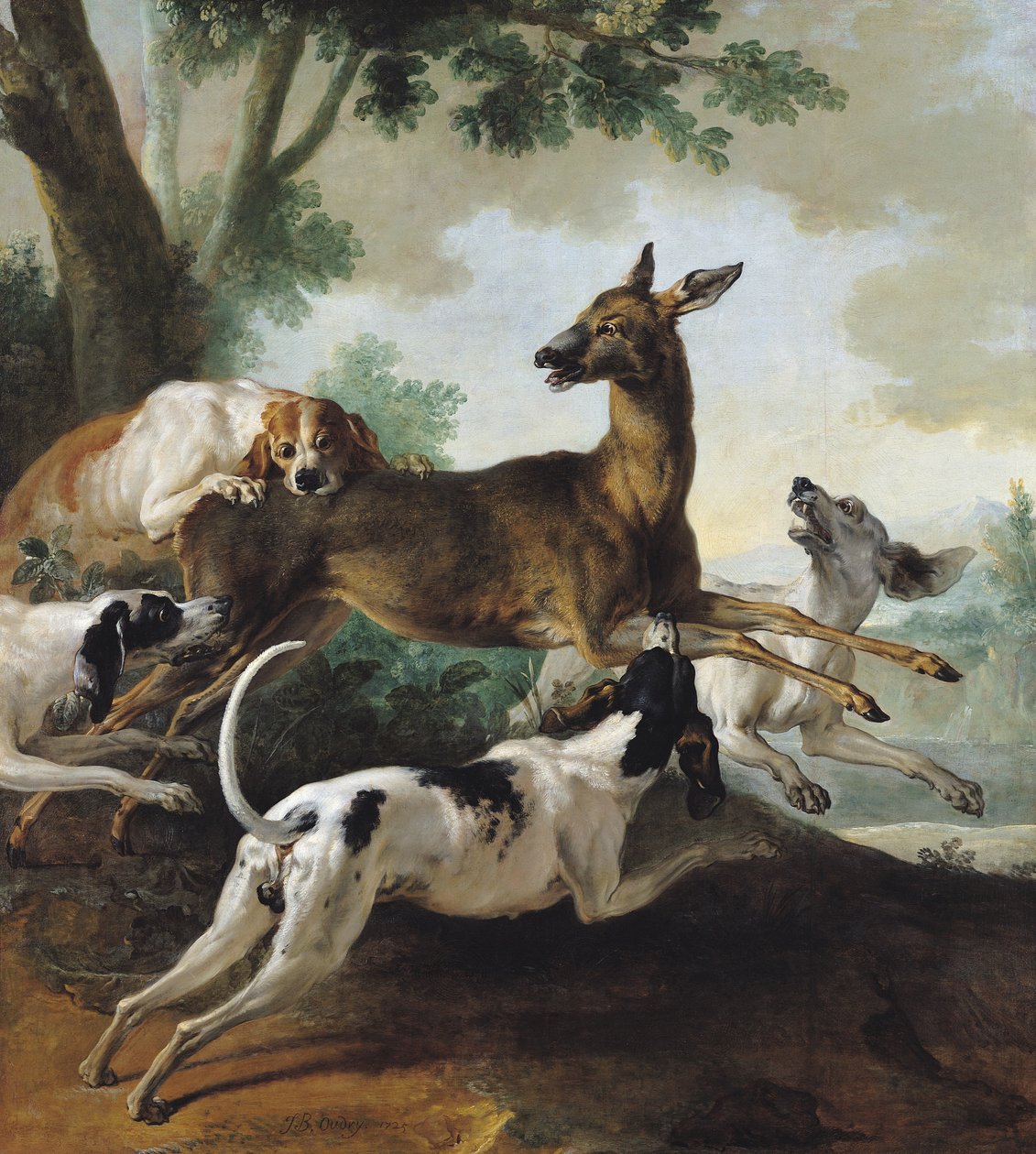 En hjort jaget av hunder, 1725 av Jean Baptiste Oudry