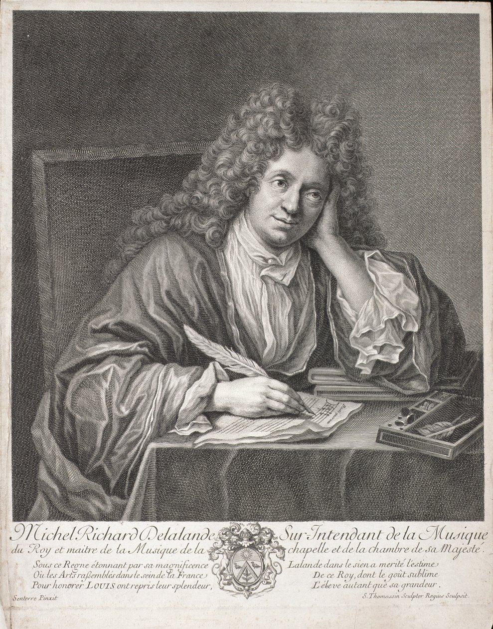 Michel Richard Delalande (1657-1726) gravert av Simon Thomassin (1655-1733) av Jean Baptiste Santerre