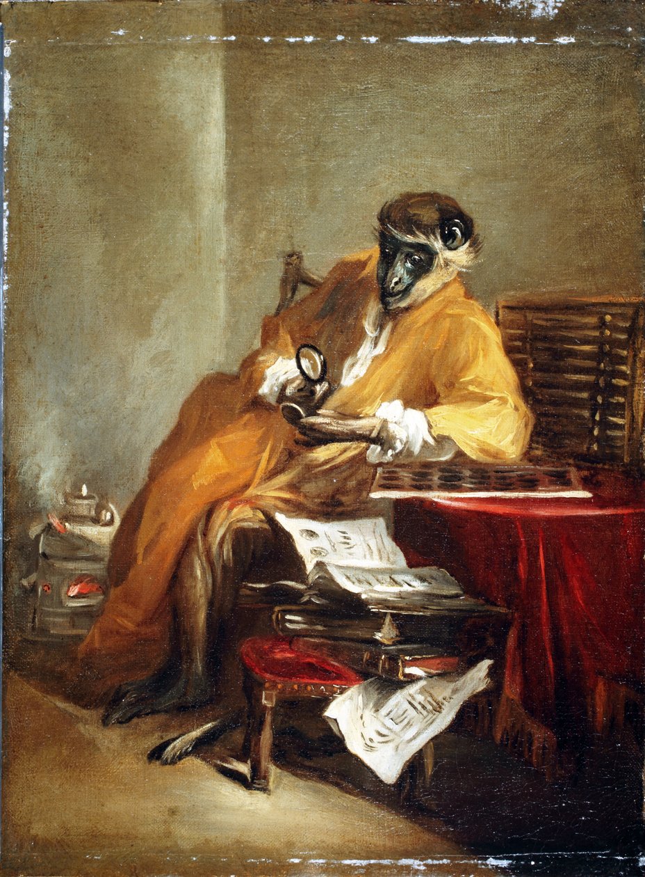 The Monkey Antiquarian, etter 1740 av Jean Baptiste Simeon Chardin