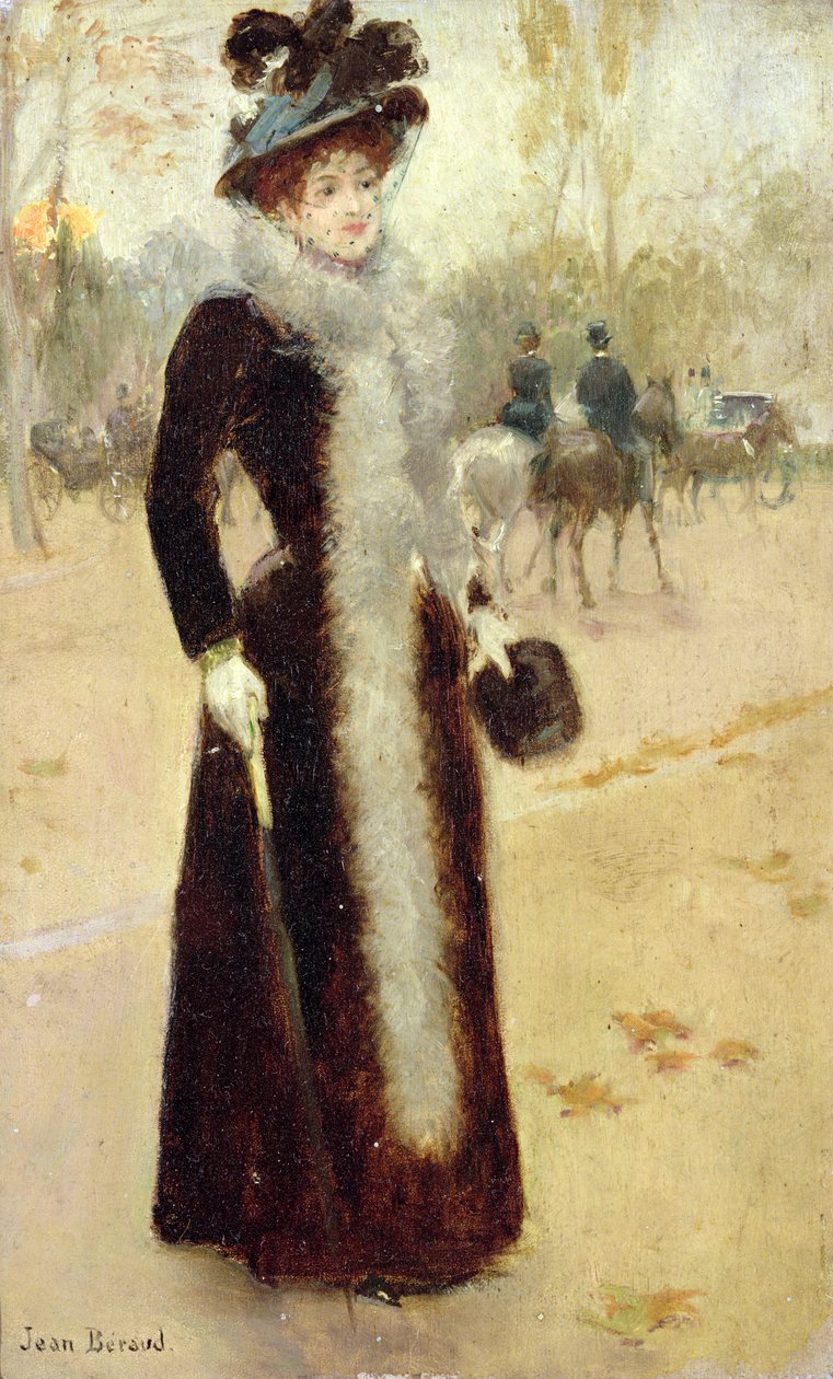 En parisisk kvinne i Bois de Boulogne, ca. 1899 av Jean Beraud