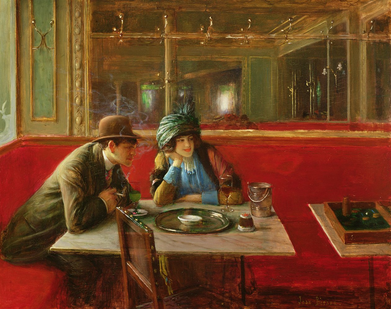 På kafeen (panel) av Jean Beraud