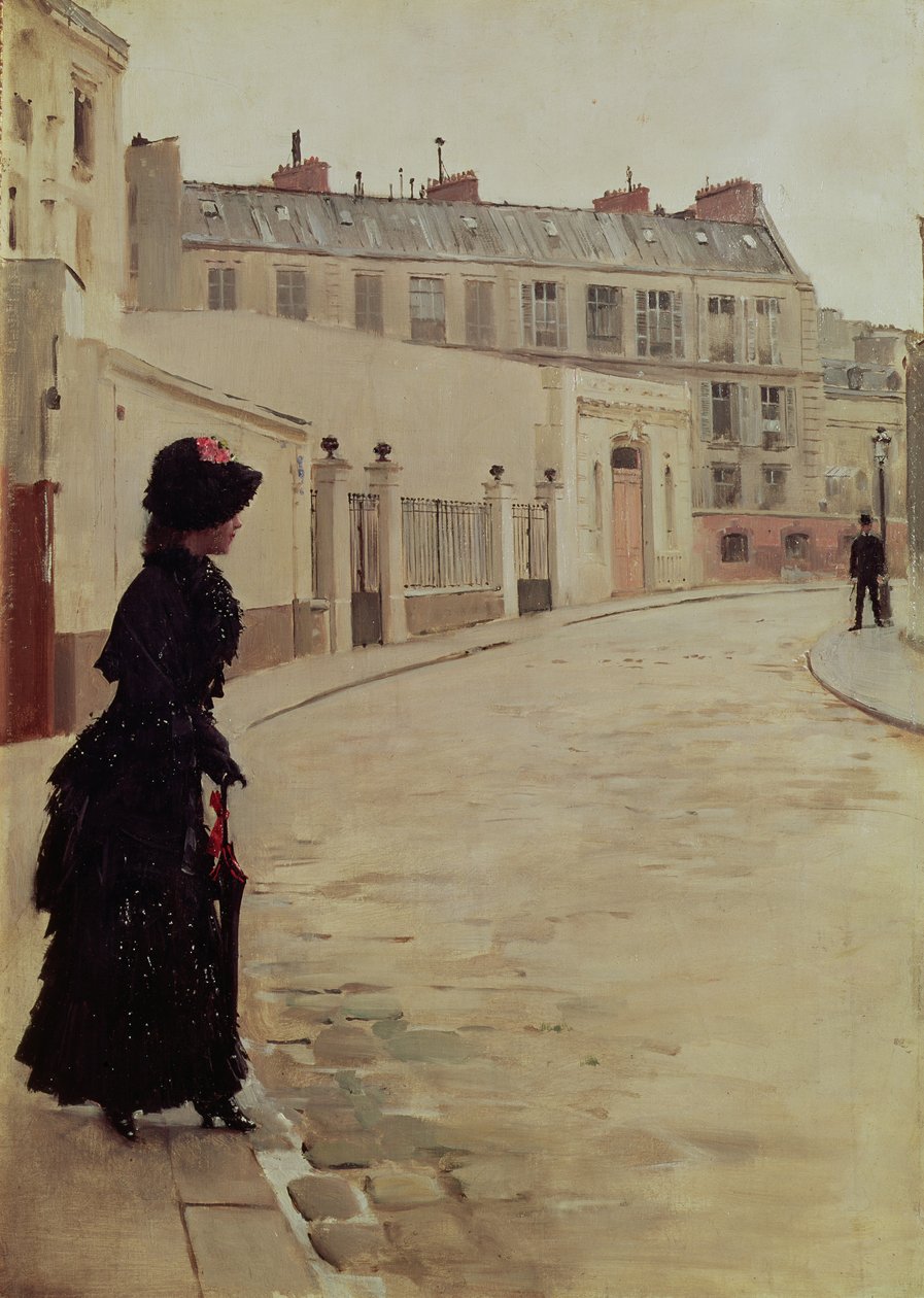 Venter, Rue de Chateaubriand, Paris av Jean Beraud