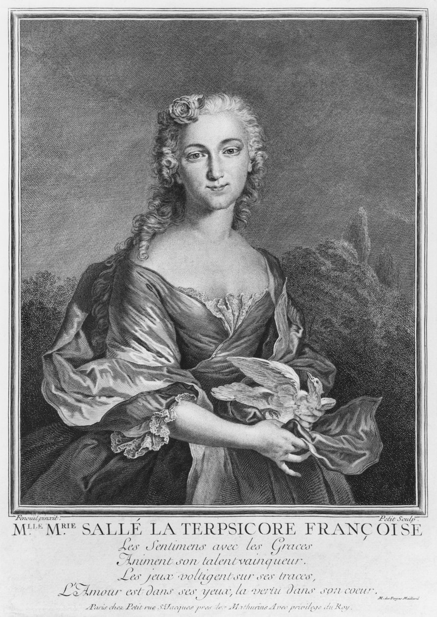 Mademoiselle Marie Salle som den franske Terpsichore, gravert av Petit (se også 414545) av Jean Cesar Fenouil