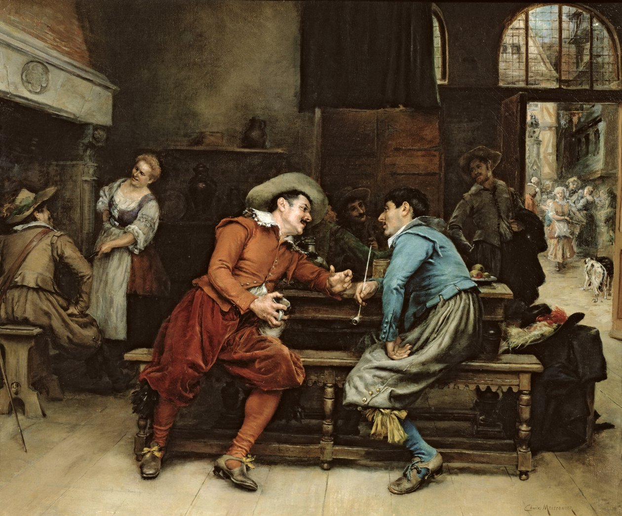 To menn som snakker i en taverna av Jean Louis Ernest Meissonier