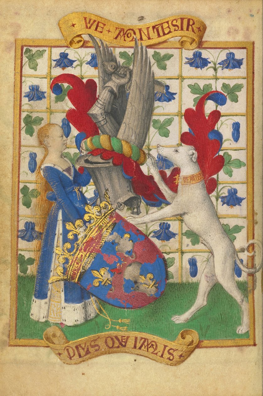 Våpenskjold holdt av en kvinne og en mynde av Jean Fouquet