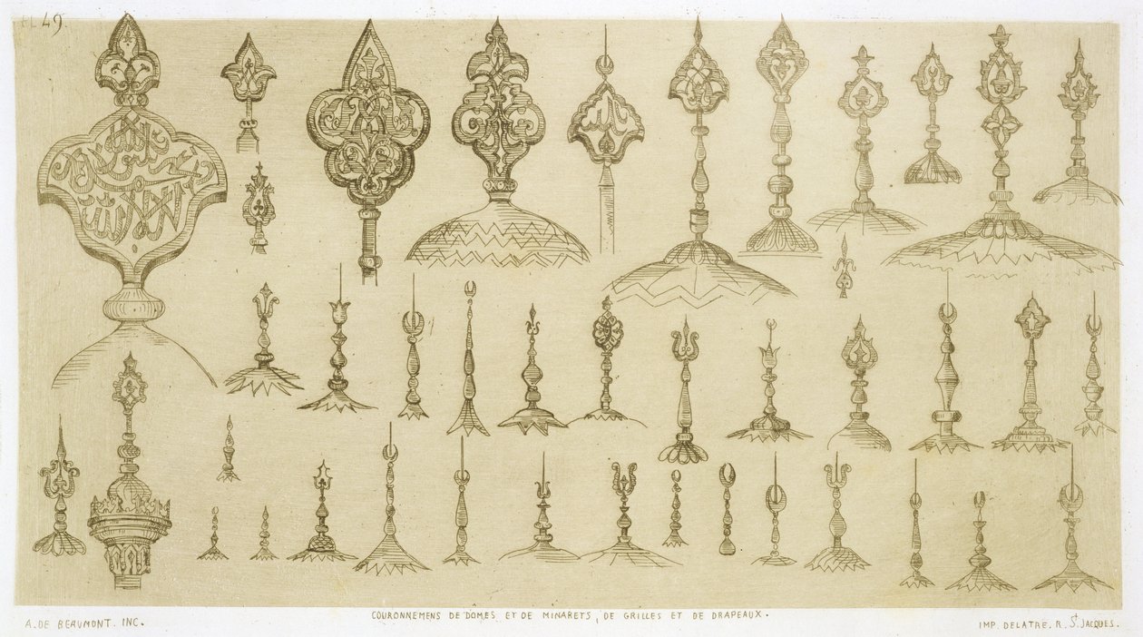 Ornamentelle knotter formet som kupler og minareter, fra 