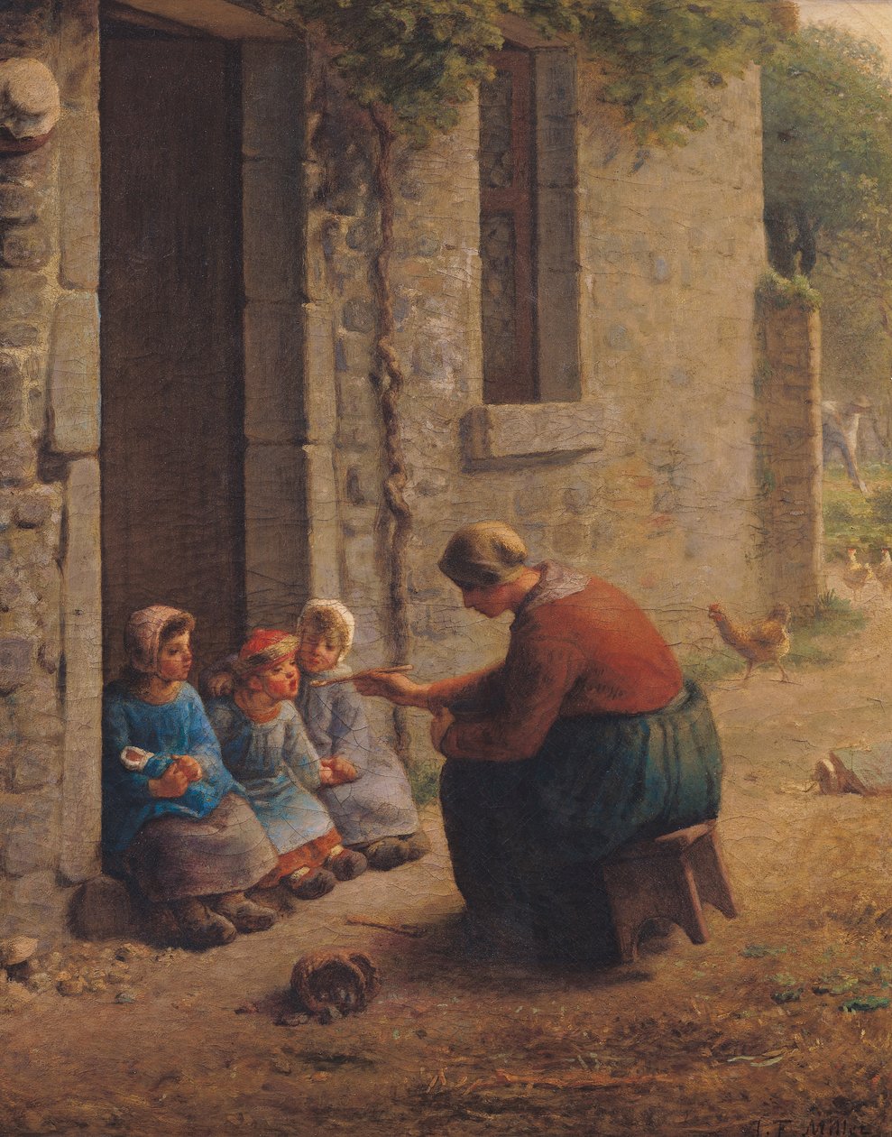 Feeding the Young, 1850 av Jean Francois Millet