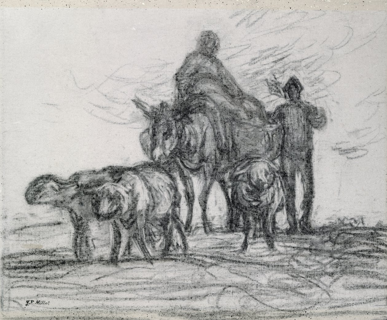 Return from the Fields, 1873 (kull) av Jean Francois Millet