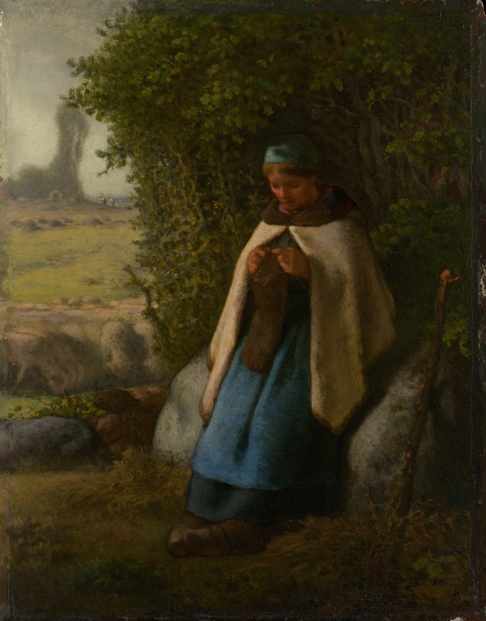 Hyrde sitter på en stein av Jean Francois Millet