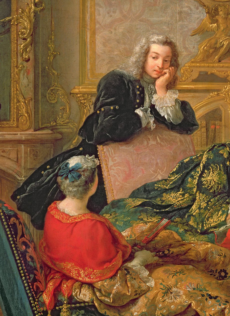 The Reading from Moliere, c.1728 detalj av 29516 av Jean François de Troy