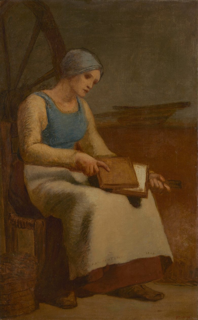 Kvinne karding ull av Jean Francois Millet