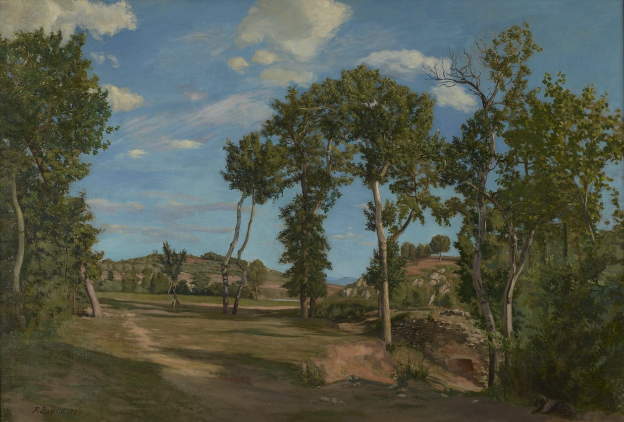 Landskap ved Lez-elven, 1870 av Jean Frederic Bazille
