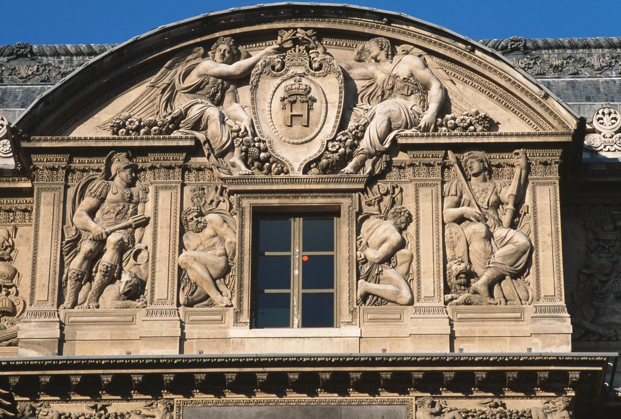 The Cour Carree; Lescot-fløyen, utsikt mot loftet av Jean Goujon