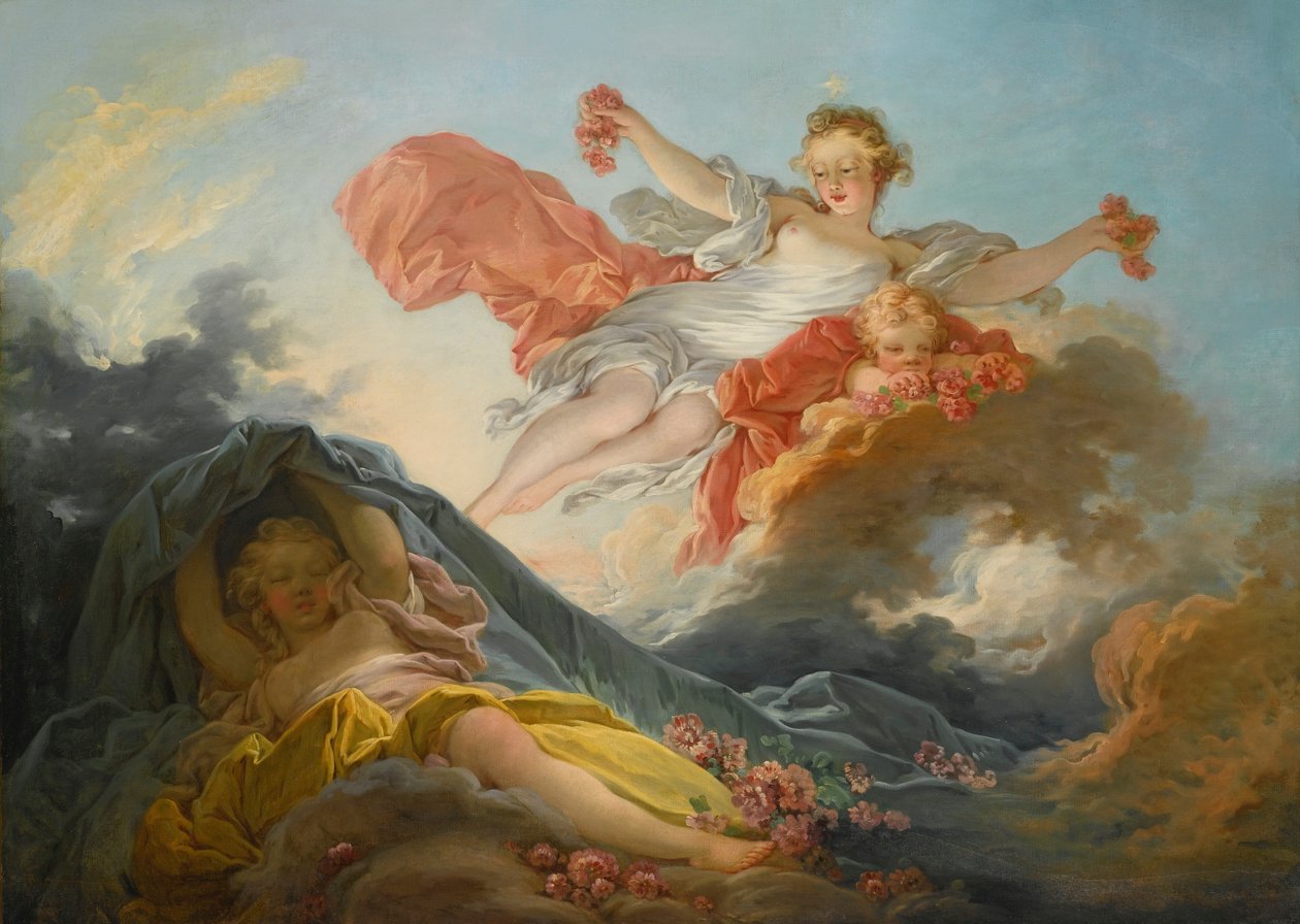 Gudinnen Aurora seirer over natten av Jean Honore Fragonard