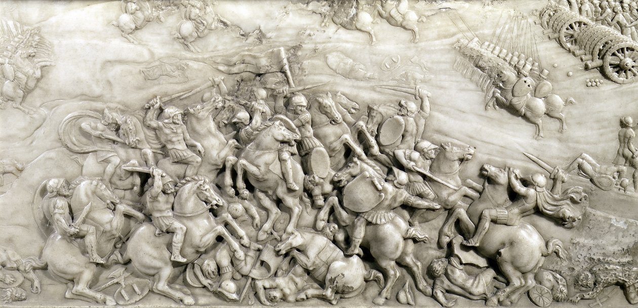 Slaget ved Agnadello, 14. mai, 1509, detalj fra graven til Ludvig XII (1462-1515) og Anne av Bretagne (1496-1533) 1515 (marmor) av Jean I Juste