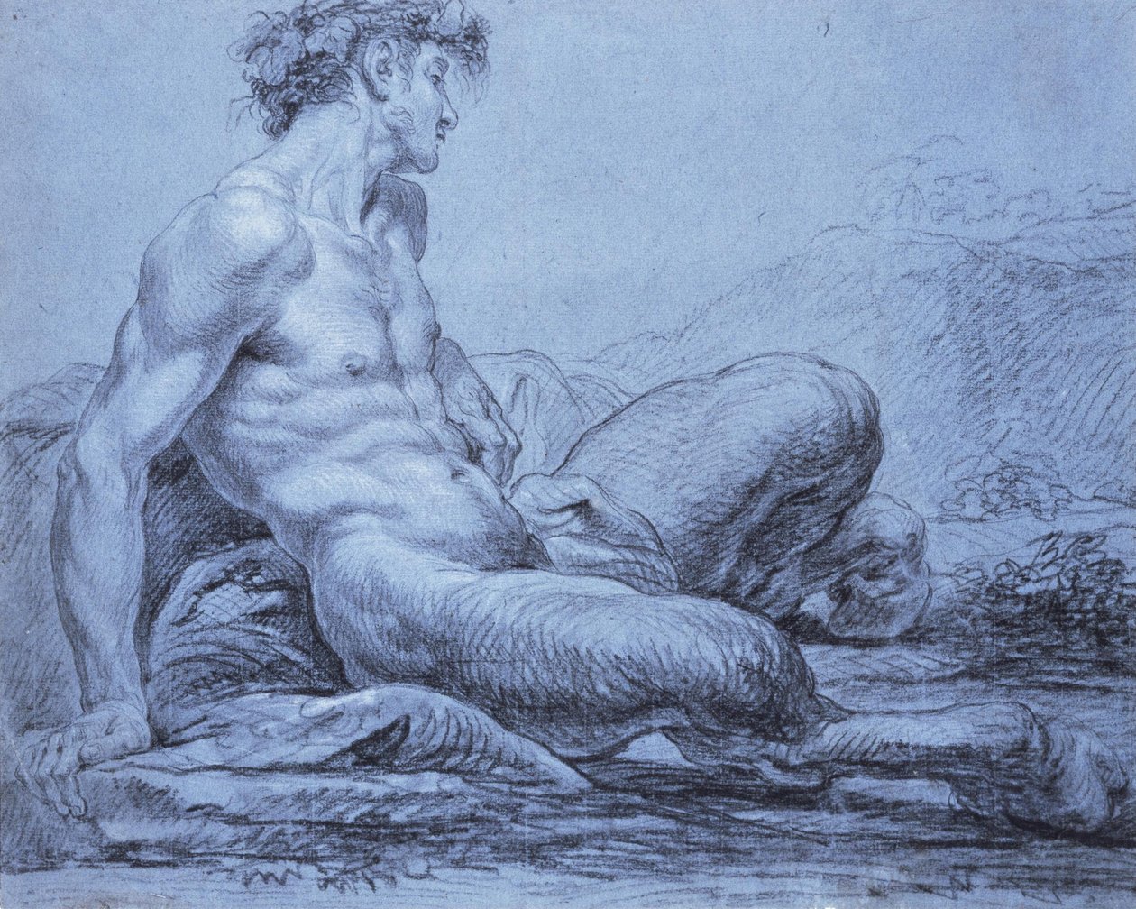 En sittende faun av Jean Bernard Restout