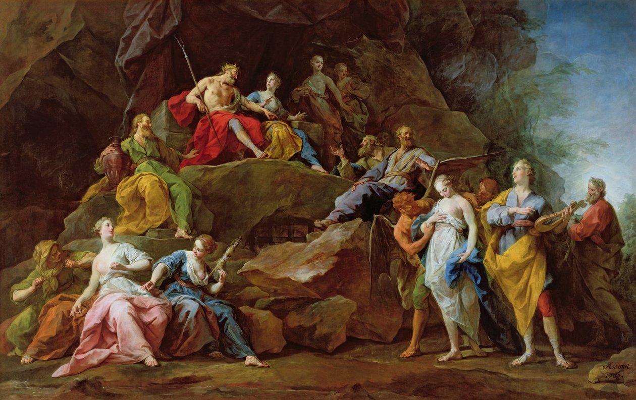Orpheus in the Underworld gjenvinner Eurydice, eller The Music, 1763 av Jean Bernard Restout