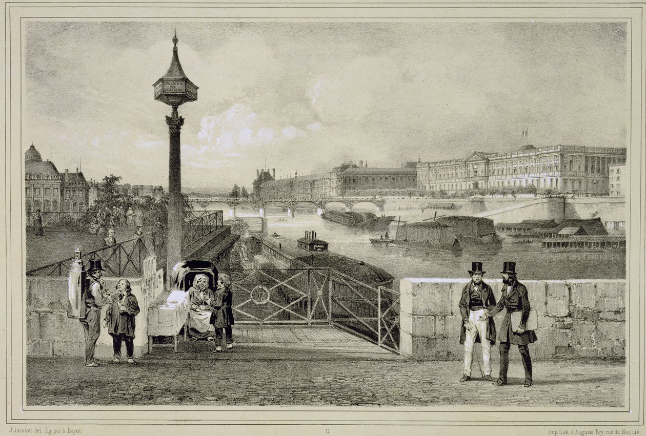 Louvre, gravert av Auguste Bry av Jean Jacottet