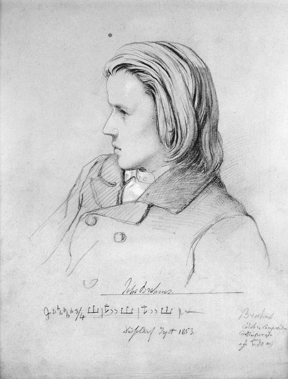 Johannes Brahms (1833-97) i en alder av tjue, 1853 av Jean Joseph Bonaventure Laurens