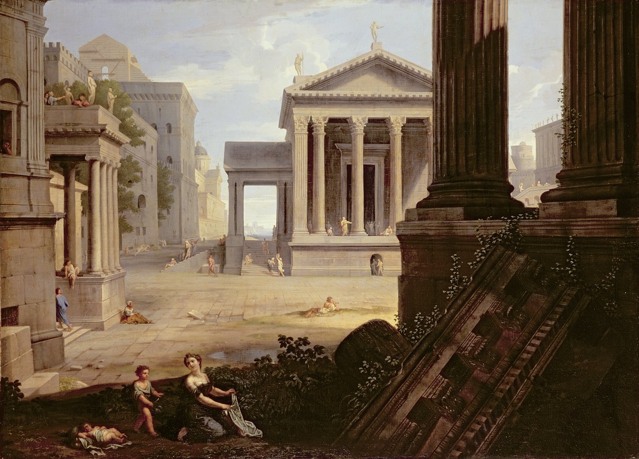 Plass i en gammel by, sent på 1630-tallet av Jean Lemaire