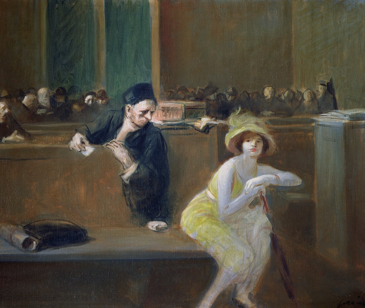 Tribunal scene av Jean Louis Forain