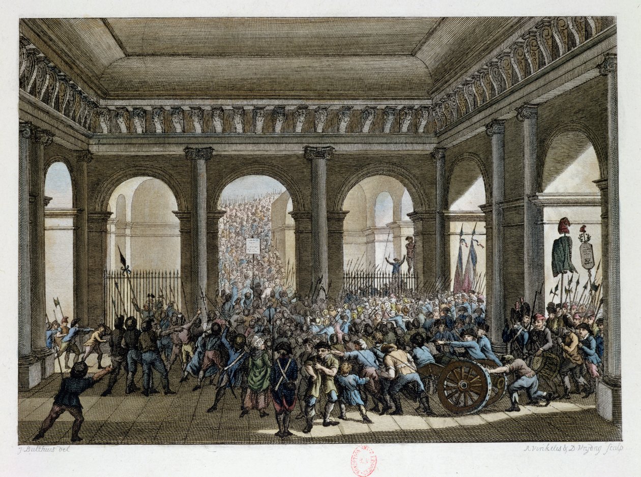 Det parisiske folket invaderte Tuileriene (20. juni 1792), 1792 av Jean Louis the Younger Prieur