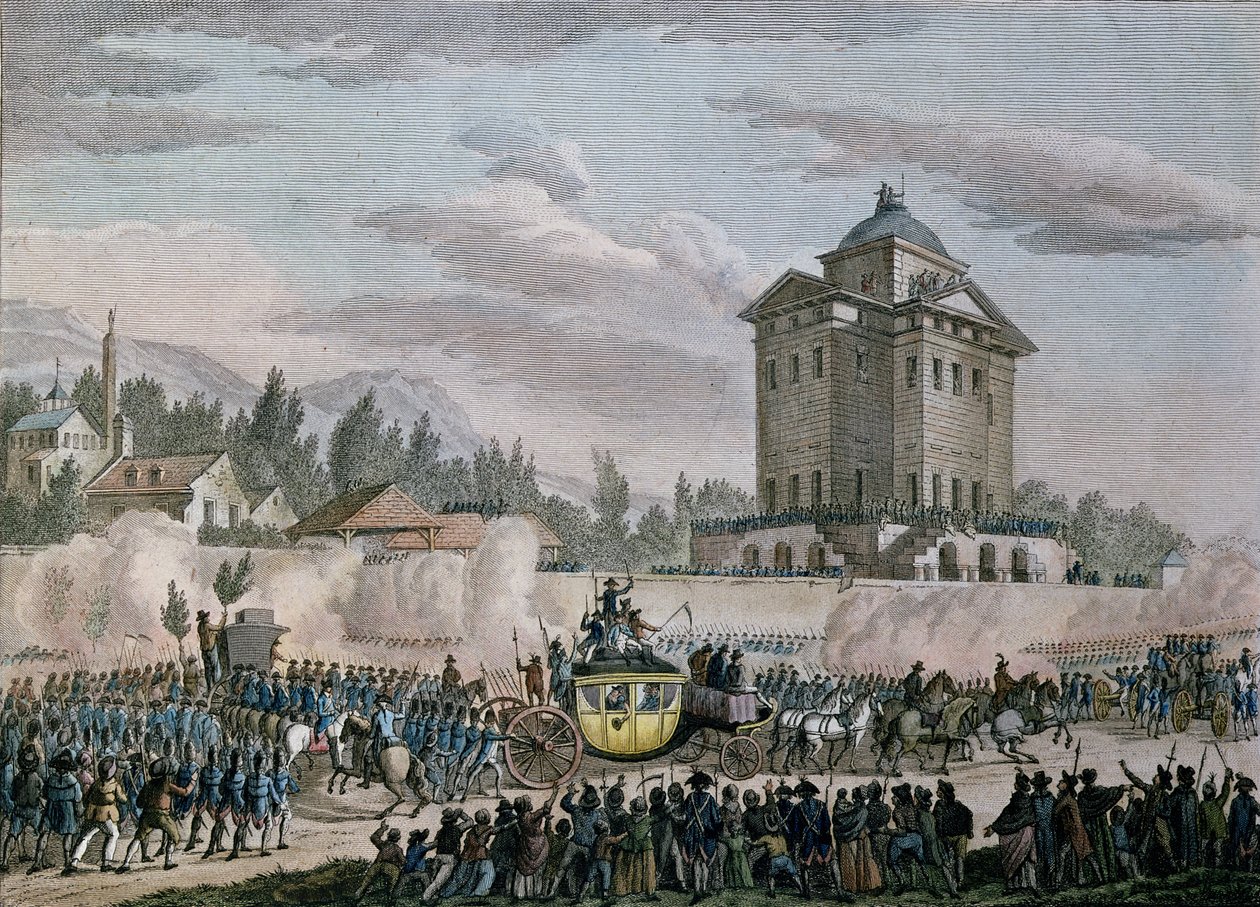The Return to Paris of Louis XVI (1754-93) fra Varennes, 26. juni 1791, gravert av Reinier Vinkeles (1741-1816) og Daniel Vrydag (1765-1822) av Jean Louis the Younger Prieur