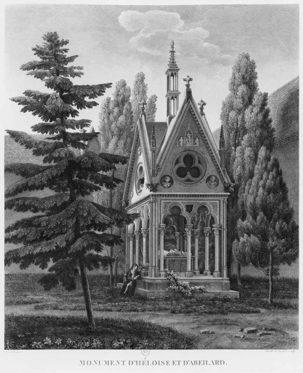 Graven til Heloise og Abelard, Musee des Monuments Francais, illustrasjon fra 