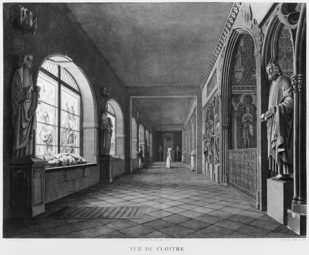 Utsikt over klosteret, Musee des Monuments Francais, Paris, illustrasjon fra 