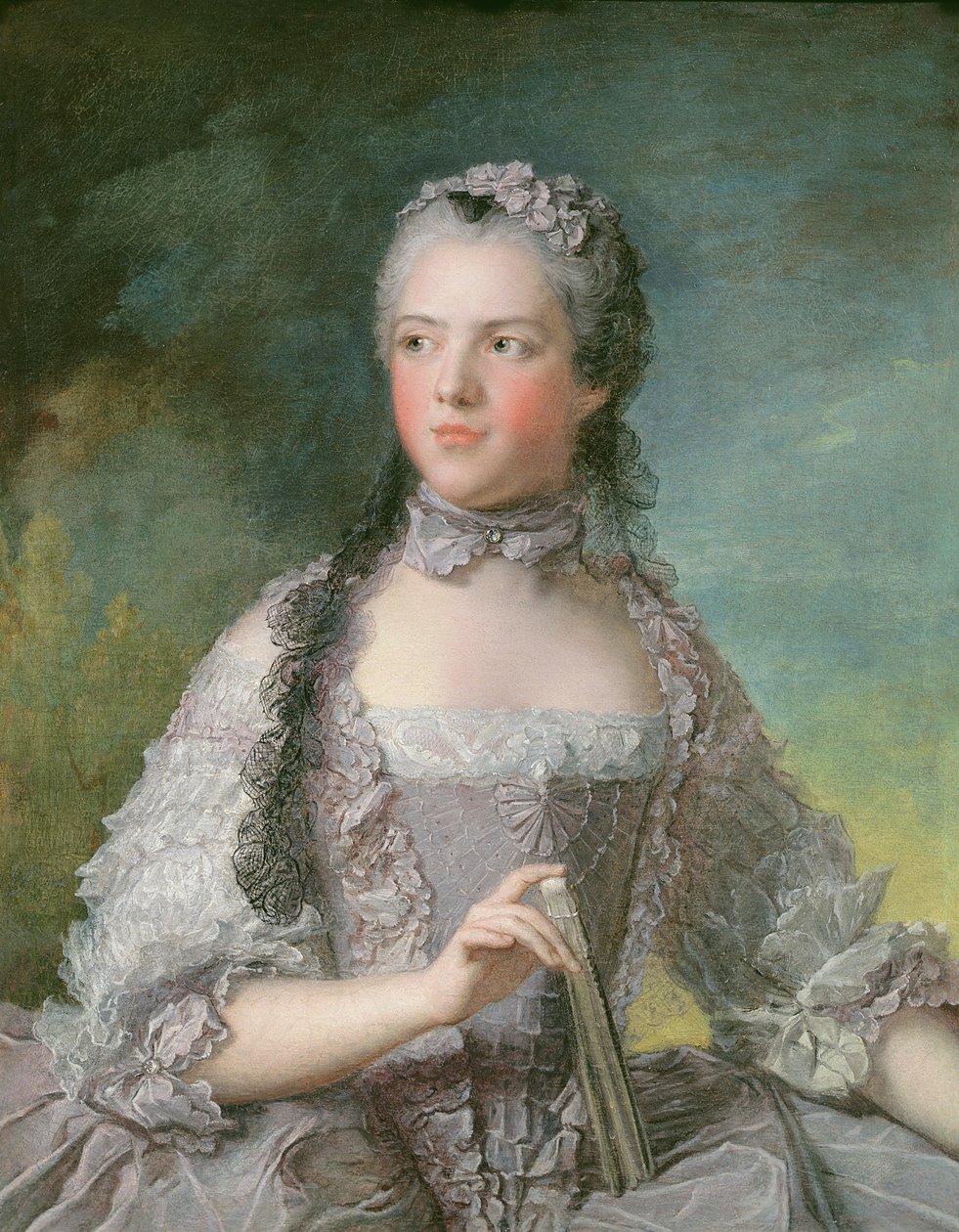 Portrett av Adelaide de France (1732-1800) med en vifte, 1749 av Jean Marc Nattier