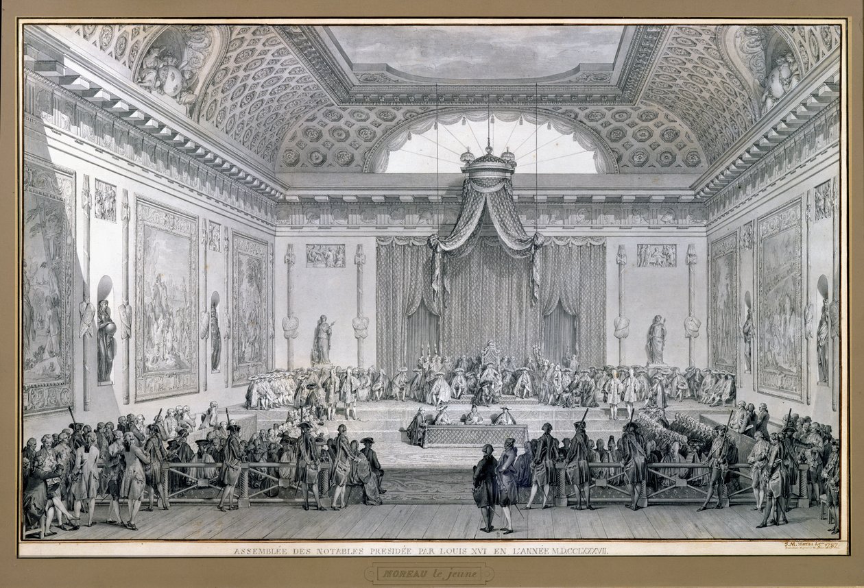 Assemblee des Notables ledet av Louis XVI (1754093) 1787 av Jean Michel the Younger Moreau
