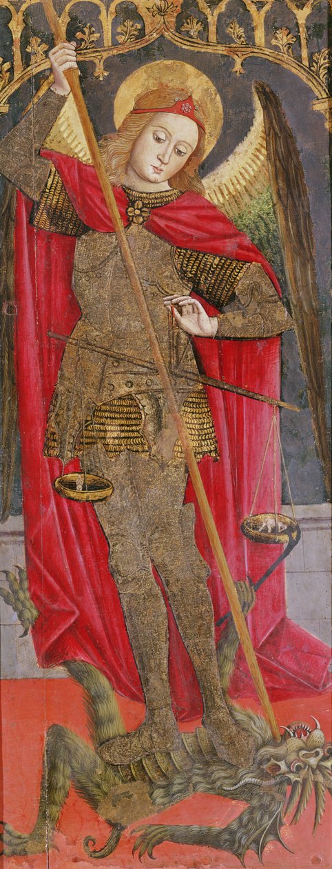 St. Michael som dreper dragen (tempera på panel) (se også 741471) av Jean Mirailhet