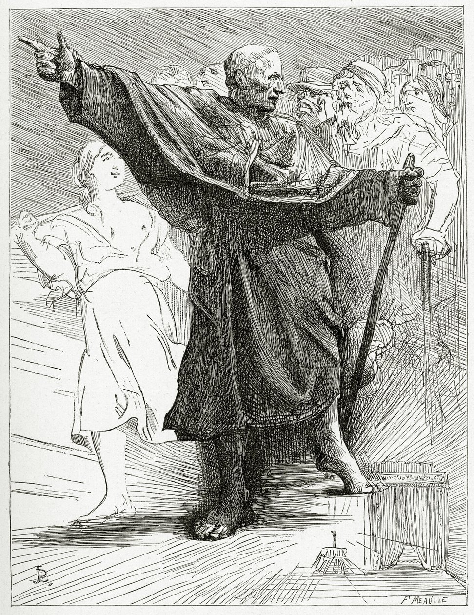 Le Pape, 1800-tallet (bw-gravering) av Jean Paul Laurens
