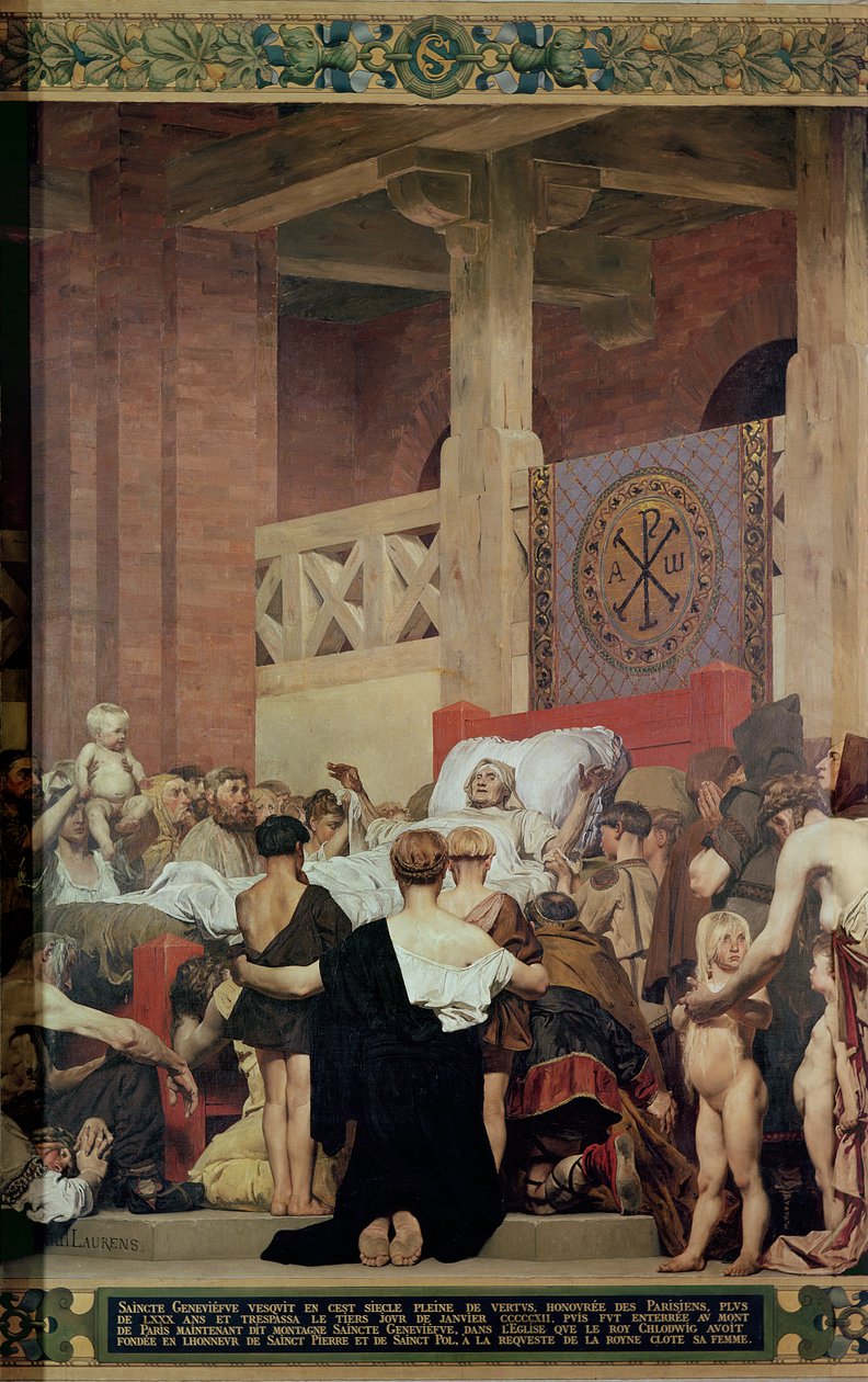 The Death of St. Genevieve (veggmaleri) (detalj) av Jean Paul Laurens