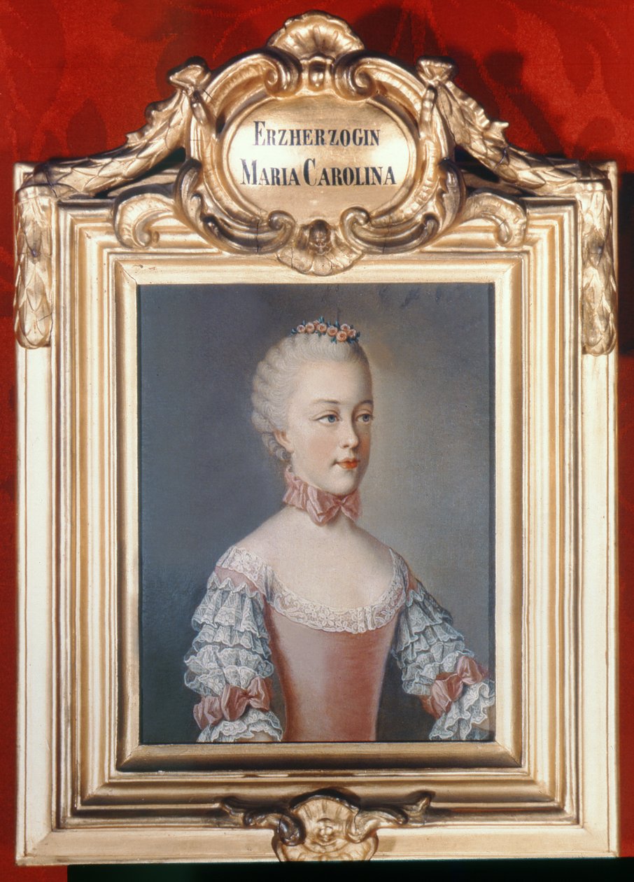 Erkehertuginne Maria Caroline av Østerrike (1752-1814) datter av keiser Frans I (1708-65) og keiser Maria Theresia av Østerrike (1717-80) 1762 av Jean Étienne Liotard