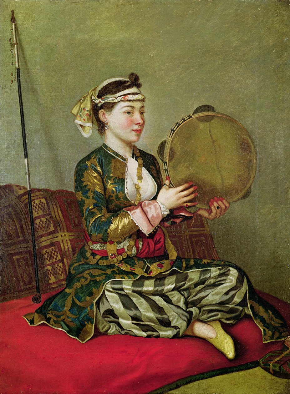 Tyrkisk kvinne med tamburin av Jean Étienne Liotard