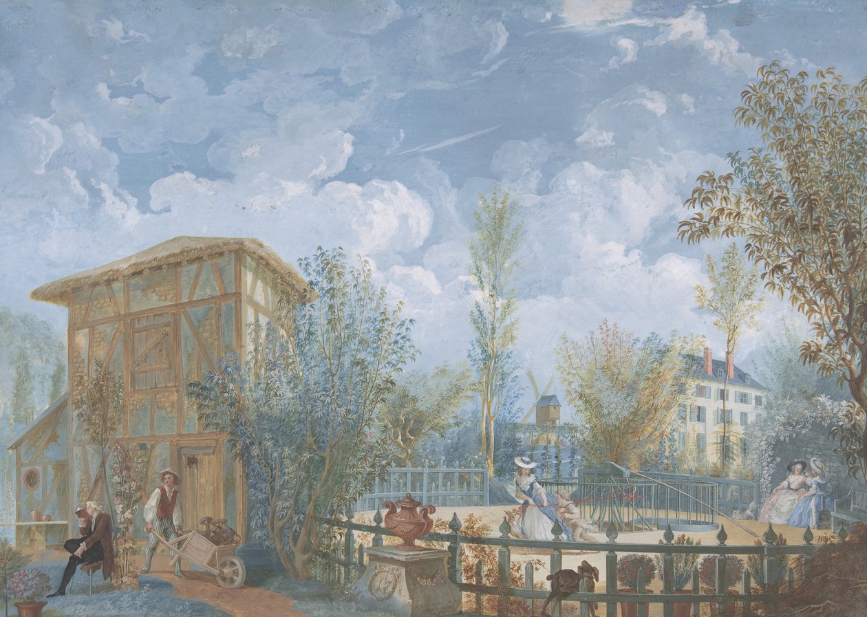 Figurer i en hage, 1784 (gouache) av Jean Démosthène Dugourc