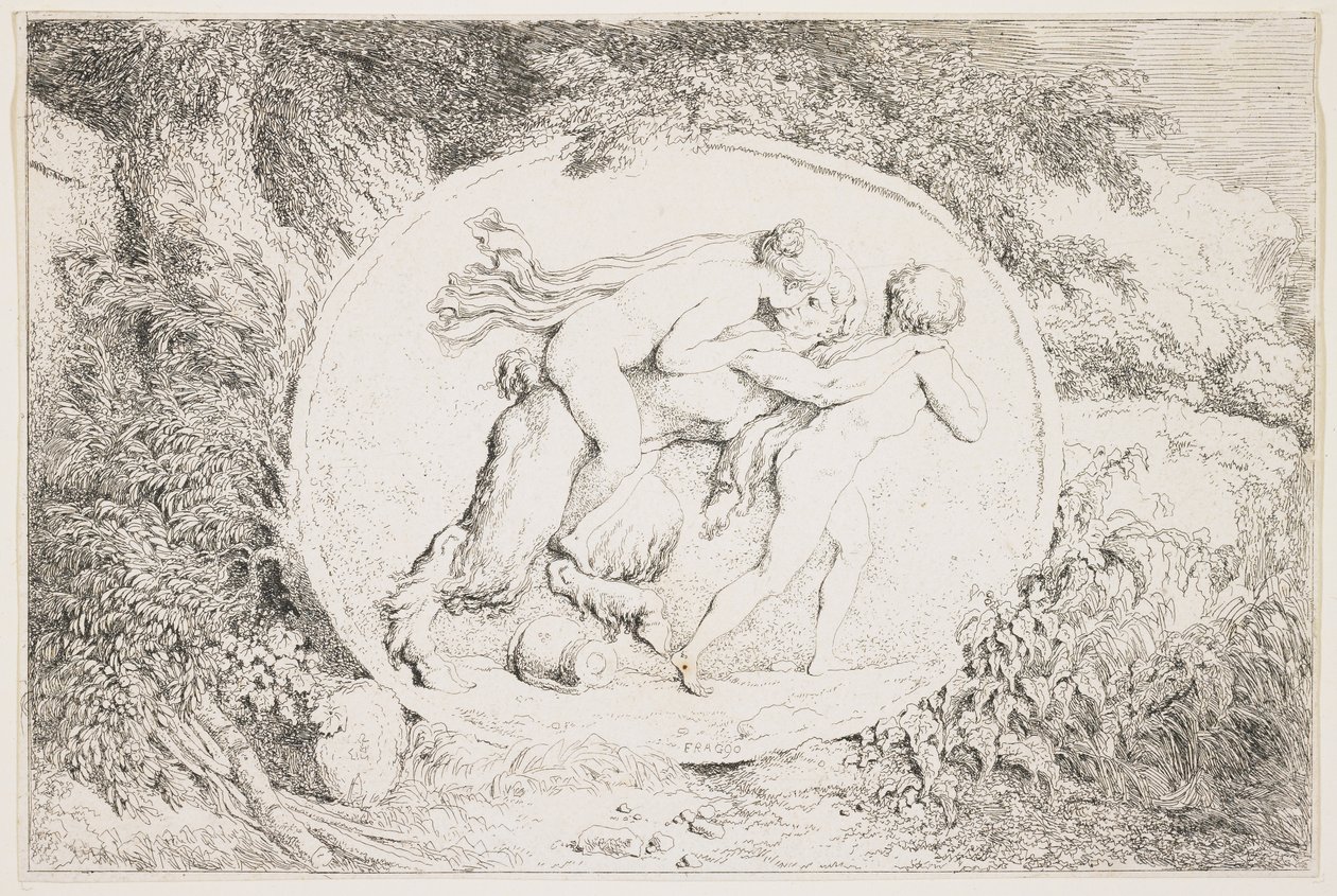 Nymfe Astride a Satyr, 1763 av Jean Honore Fragonard