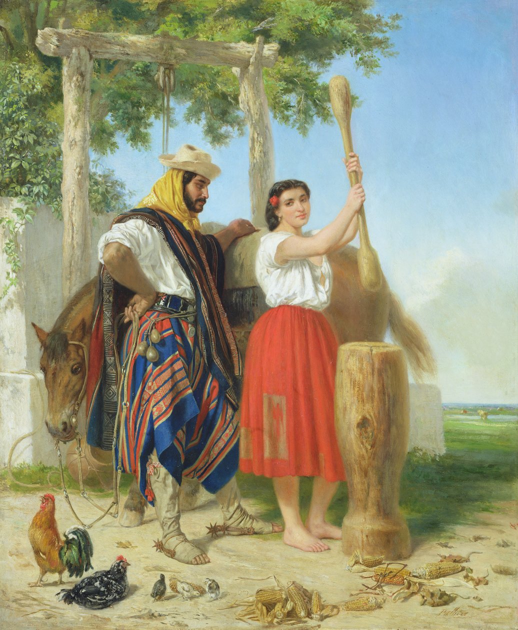 Dunking av mais; Spansk-amerikansk scene av Jean Leon Palliere