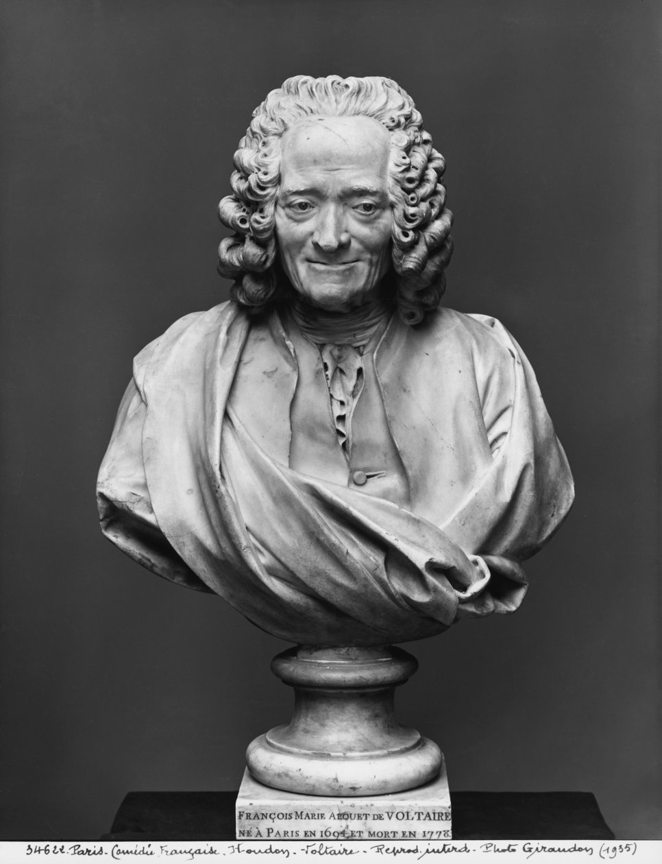 Byste av Voltaire (marmor) av Jean Antoine Houdon