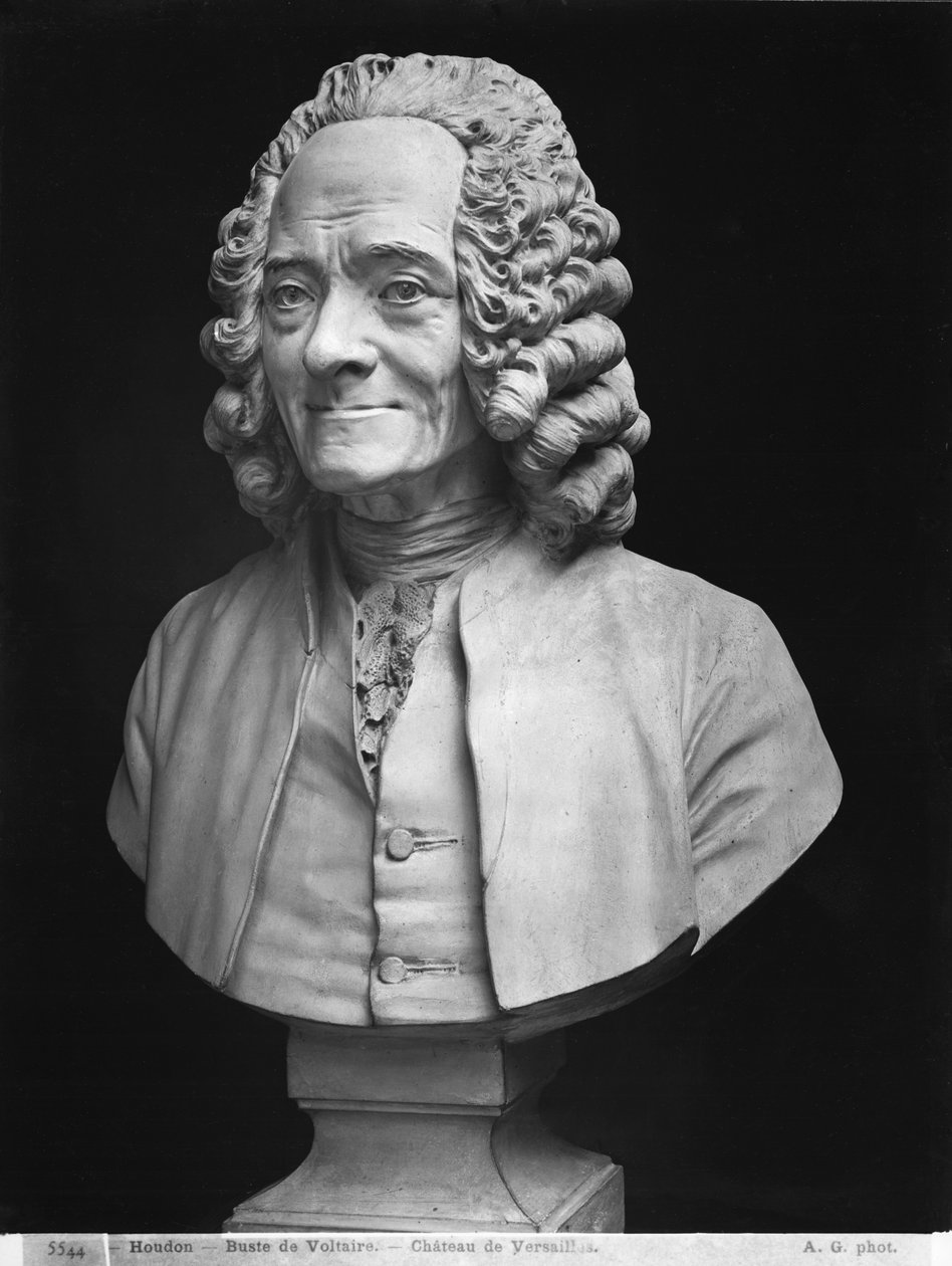 Byste av Voltaire (marmor) av Jean Antoine Houdon